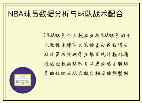 NBA球员数据分析与球队战术配合